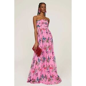 SAULEE Strapless Floral Print Pink Maxi Dress Size 14